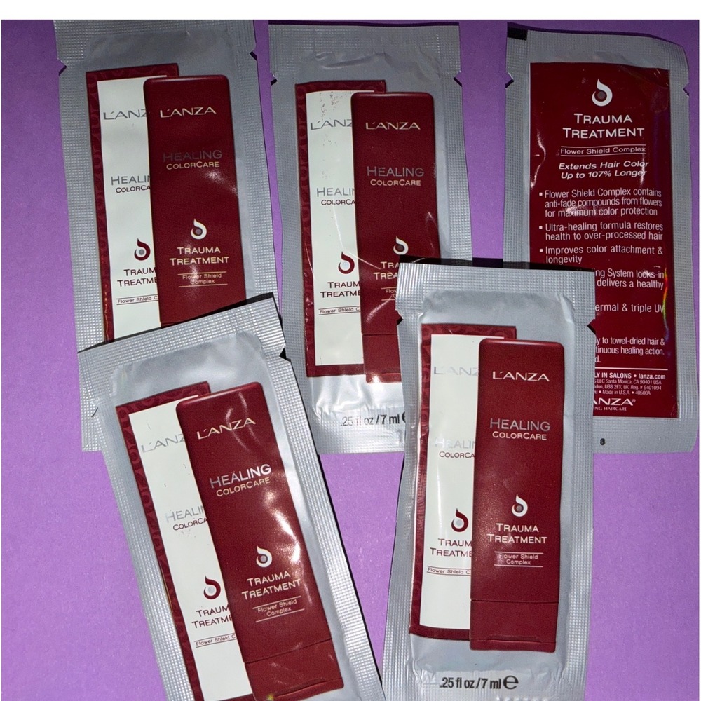 Lanza Trauma Treatment Healing Colorcare hair care travel Packets Lot of 5